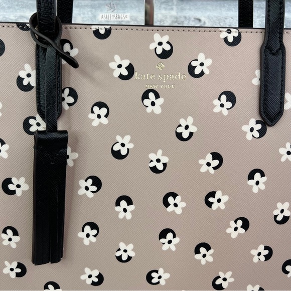 Kate Spade Floral Polka Dot Print Tote & Large Slim Bifold Wallet Neutral Multi - Picture 3 of 13